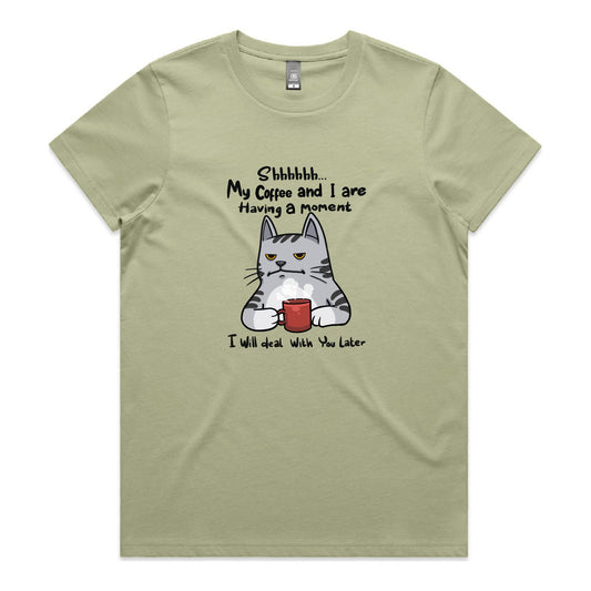 Coffee Moment Cat - Woman's T-Shirt